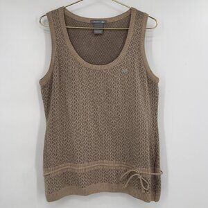 Lacoste Women’s Knit Tank Top Beige Patterned Size 44 (US 10–12)